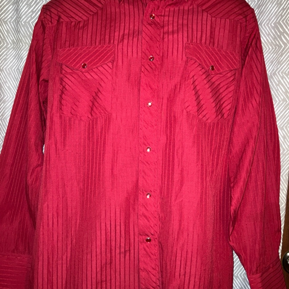 wrangler vintage mens shirt red With  pearl snap Size large